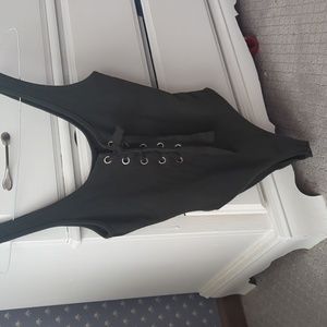 Forever 21 M sleeveless bodysuit lace up front